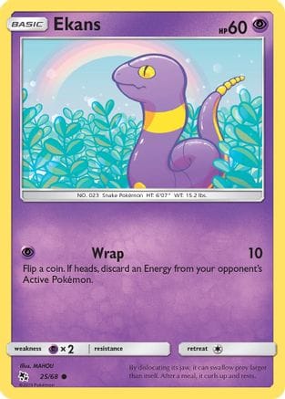 'Pokemon - 'Ekans (25) 025/68  - Reverse Holofoil Hidden Fates - Common