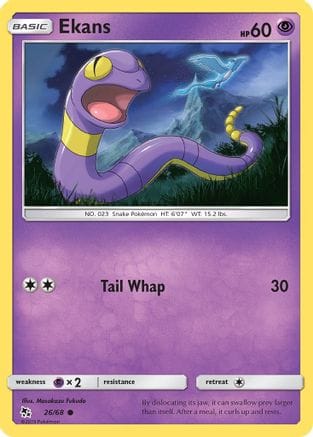 'Pokemon - 'Ekans (26) 026/68  - Reverse Holofoil Hidden Fates - Common