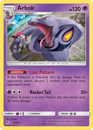 'Pokemon - 'Arbok 027/68  Hidden Fates - Rare