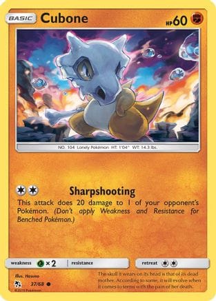'Pokemon - 'Cubone 037/68  - Reverse Holofoil Hidden Fates - Common