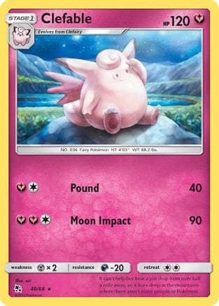 'Pokemon - 'Clefable 040/68  Hidden Fates - Rare