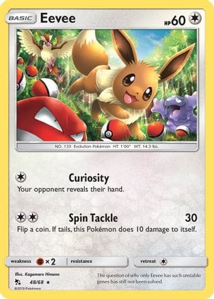 'Pokemon - 'Eevee (48) 048/68  - Holofoil Hidden Fates - Holo Rare