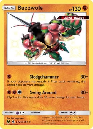 'Pokemon - 'Buzzwole SV24/SV94  - Holofoil Hidden Fates Shiny Vault - Shiny Holo Rare