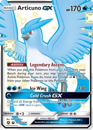 'Pokemon - 'Articuno GX SV54/SV94  - Holofoil Hidden Fates Shiny Vault - Shiny Holo Rare