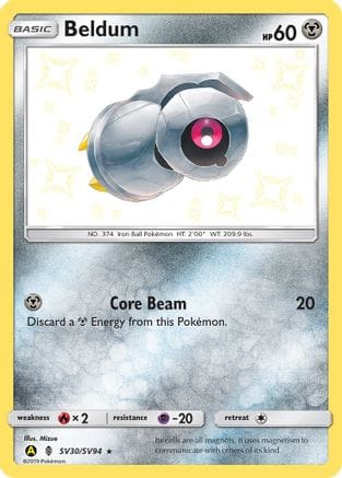 'Pokemon - 'Beldum SV30/SV94  - Holofoil Hidden Fates Shiny Vault - Shiny Holo Rare