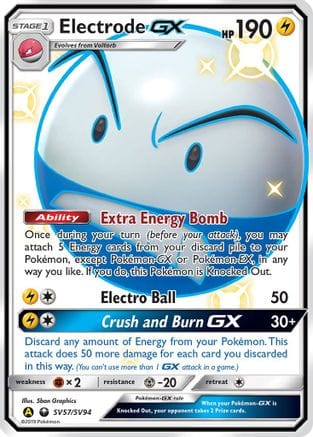 'Pokemon - 'Electrode GX SV57/SV94  - Holofoil Hidden Fates Shiny Vault - Shiny Holo Rare