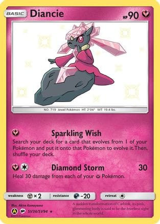 'Pokemon - 'Diancie SV36/SV94  - Holofoil Hidden Fates Shiny Vault - Shiny Holo Rare