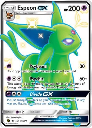 'Pokemon - 'Espeon GX SV60  - Holofoil Hidden Fates Shiny Vault - Shiny Holo Rare
