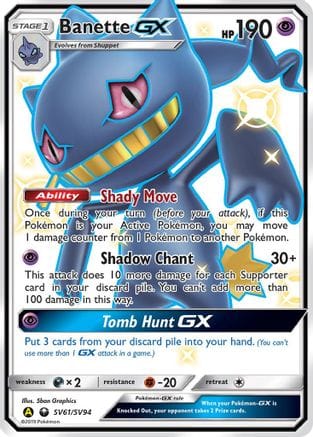 'Pokemon - 'Banette GX SV61/SV94  - Holofoil Hidden Fates Shiny Vault - Shiny Holo Rare