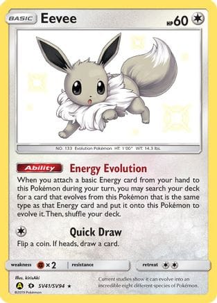 'Pokemon - 'Eevee SV41/SV94  - Holofoil Hidden Fates Shiny Vault - Shiny Holo Rare