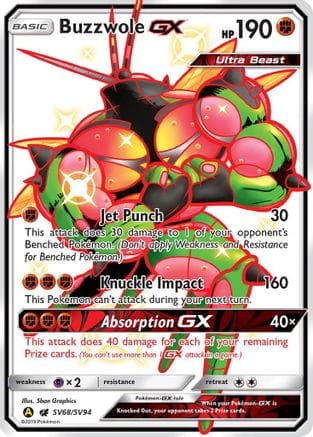 'Pokemon - 'Buzzwole GX SV68/SV94  - Holofoil Hidden Fates Shiny Vault - Shiny Holo Rare