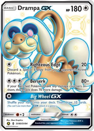 'Pokemon - 'Drampa GX SV80/SV94  - Holofoil Hidden Fates Shiny Vault - Shiny Holo Rare