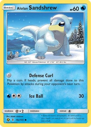 'Pokemon - 'Alolan Sandshrew 19a/145  - Holofoil Alternate Art Promos - Promo