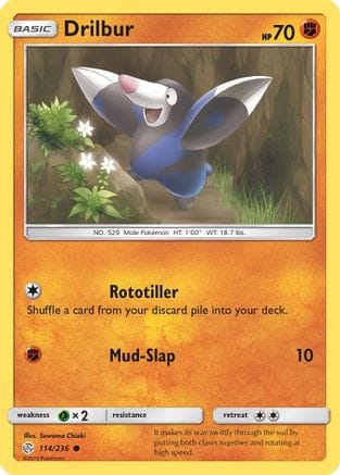 'Pokemon - 'Drilbur 114/236  - Reverse Holofoil SM  Cosmic Eclipse - Common