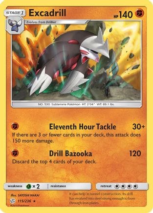 'Pokemon - 'Excadrill 115/236  - Holofoil SM  Cosmic Eclipse - Holo Rare