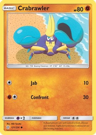 'Pokemon - 'Crabrawler 121  - Reverse Holofoil SM  Cosmic Eclipse - Common