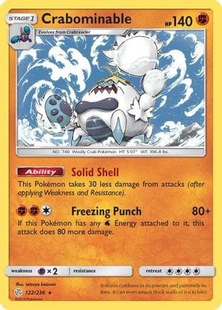 'Pokemon - 'Crabominable 122  - Reverse Holofoil SM  Cosmic Eclipse - Rare