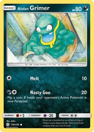 'Pokemon - 'Alolan Grimer 130/236  SM  Cosmic Eclipse - Common