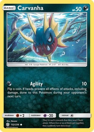 'Pokemon - 'Carvanha 132  SM  Cosmic Eclipse - Common