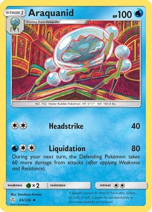 'Pokemon - 'Araquanid 065/236  SM  Cosmic Eclipse - Uncommon