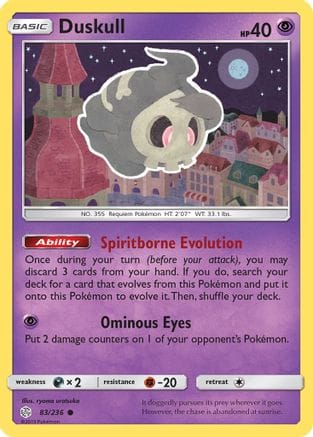 'Pokemon - 'Duskull 083/236  SM  Cosmic Eclipse - Common