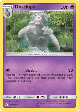 'Pokemon - 'Dusclops 084/236  SM  Cosmic Eclipse - Uncommon