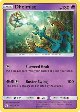 'Pokemon - 'Dhelmise 098/236  - Reverse Holofoil SM  Cosmic Eclipse - Uncommon