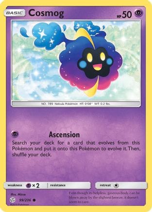 'Pokemon - 'Cosmog 099/236  - Reverse Holofoil SM  Cosmic Eclipse - Common