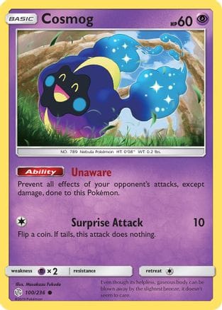 'Pokemon - 'Cosmog 100/236  - Reverse Holofoil SM  Cosmic Eclipse - Common
