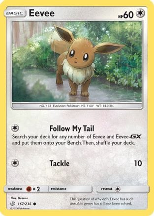 'Pokemon - 'Eevee 167/236  - Reverse Holofoil SM  Cosmic Eclipse - Common