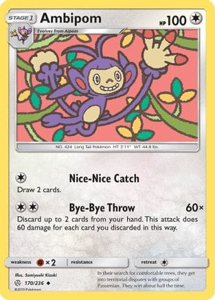 'Pokemon - 'Ambipom 170  SM  Cosmic Eclipse - Uncommon