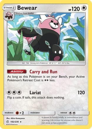 'Pokemon - 'Bewear 182/236  SM  Cosmic Eclipse - Rare