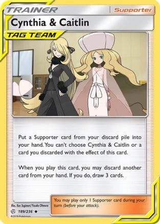 'Pokemon - 'Cynthia & Caitlin 189/236  SM  Cosmic Eclipse - Uncommon