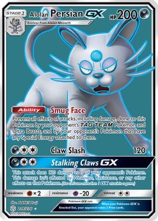 'Pokemon - 'Alolan Persian GX (Full Art) 219  - Holofoil SM  Cosmic Eclipse - Ultra Rare