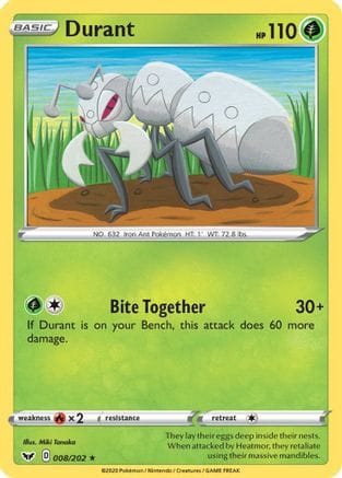 'Pokemon - 'Durant 008/202  SWSH01 Sword & Shield Base Set - Rare