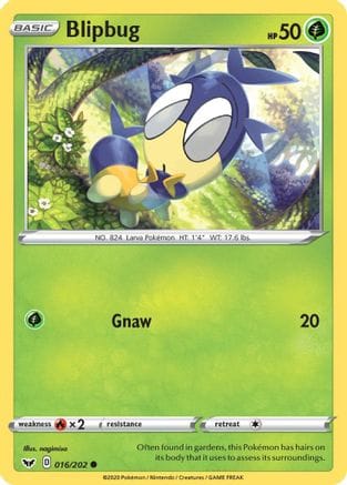 'Pokemon - 'Blipbug (016) 016/202  SWSH01 Sword & Shield Base Set - Common