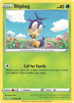 'Pokemon - 'Blipbug (017) 017/202  SWSH01 Sword & Shield Base Set - Common