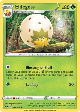 'Pokemon - 'Eldegoss 021/202  - Reverse Holofoil SWSH01 Sword & Shield Base Set - Uncommon
