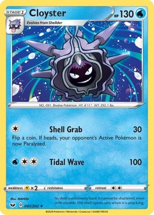 'Pokemon - 'Cloyster 041/202  SWSH01 Sword & Shield Base Set - Rare