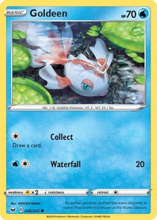 'Pokemon - 'Goldeen (046) 046/202  - Reverse Holofoil SWSH01 Sword & Shield Base Set - Common