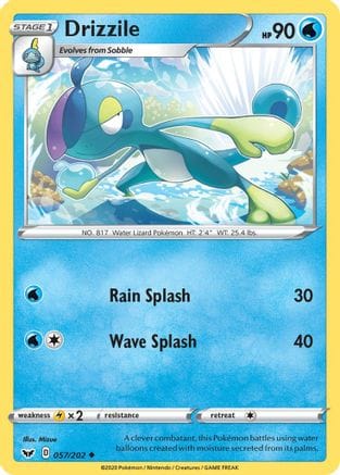 'Pokemon - 'Drizzile (057) 057/202  - Reverse Holofoil SWSH01 Sword & Shield Base Set - Uncommon