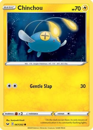 'Pokemon - 'Chinchou (067) 067/202  SWSH01 Sword & Shield Base Set - Common