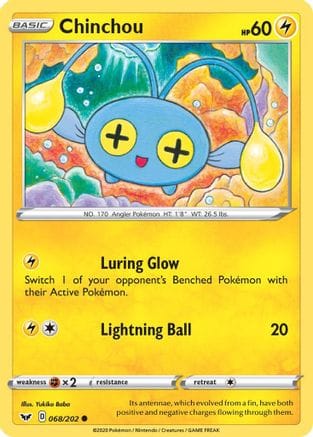 'Pokemon - 'Chinchou (068) 068/202  SWSH01 Sword & Shield Base Set - Common
