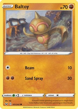'Pokemon - 'Baltoy (101) 101/202  - Reverse Holofoil SWSH01 Sword & Shield Base Set - Common