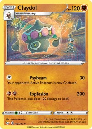 'Pokemon - 'Claydol 103/202  - Reverse Holofoil SWSH01 Sword & Shield Base Set - Rare