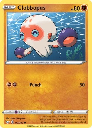 'Pokemon - 'Clobbopus (112) 112/202  SWSH01 Sword & Shield Base Set - Common
