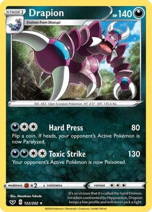 'Pokemon - 'Drapion 122/202  SWSH01 Sword & Shield Base Set - Rare