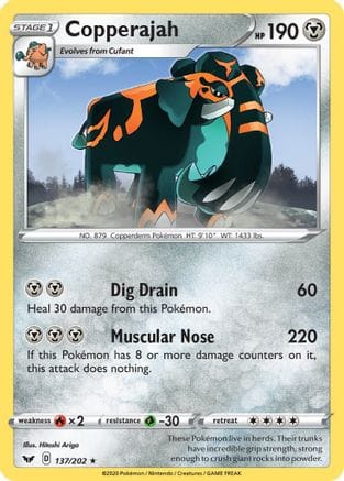 'Pokemon - 'Copperajah 137/202  - Holofoil SWSH01 Sword & Shield Base Set - Holo Rare