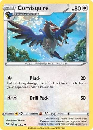 'Pokemon - 'Corvisquire 151/202  SWSH01 Sword & Shield Base Set - Uncommon