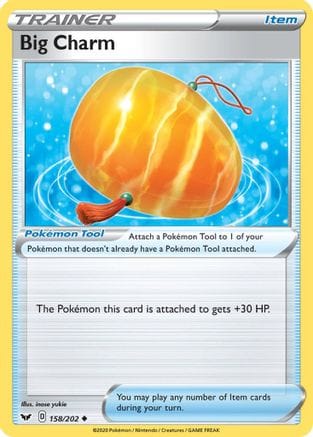 'Pokemon - 'Big Charm 158/202  - Reverse Holofoil SWSH01 Sword & Shield Base Set - Uncommon